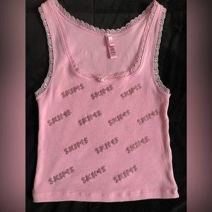 Skims Rhinestone Logo Pointelle Tank